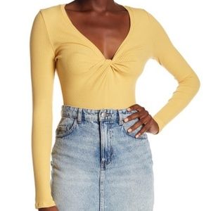 ASTR the Label Twist Front Long Sleeve Bodysuit